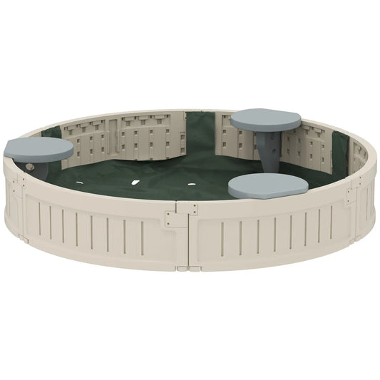Kids Outdoor Sandbox with Cover, Waterproof Canopy, 3-12 Years, Cream White Sandboxes & Accessories Cream White, Grey at Gallery Canada