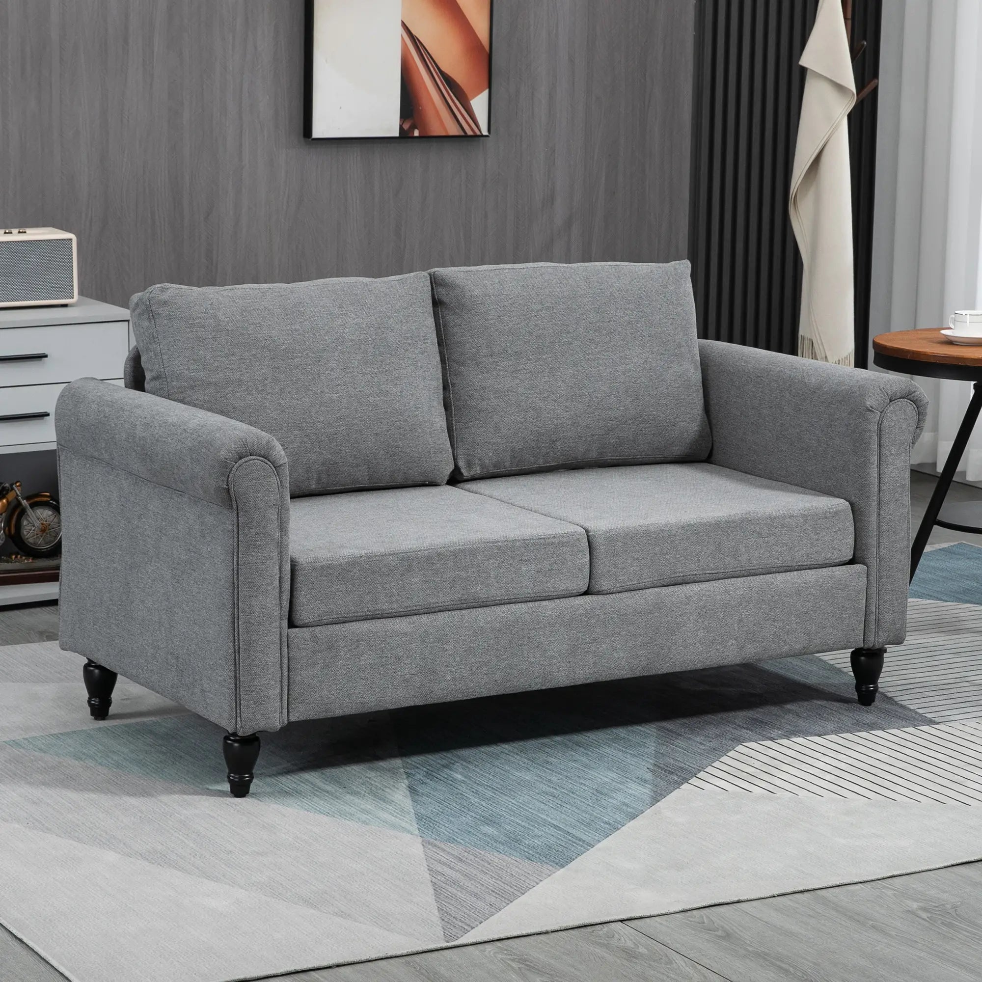 Vintage Loveseat, Chenille Fabric 2 Seater Sofa, Light Grey 2-Seater Sofas at Gallery Canada