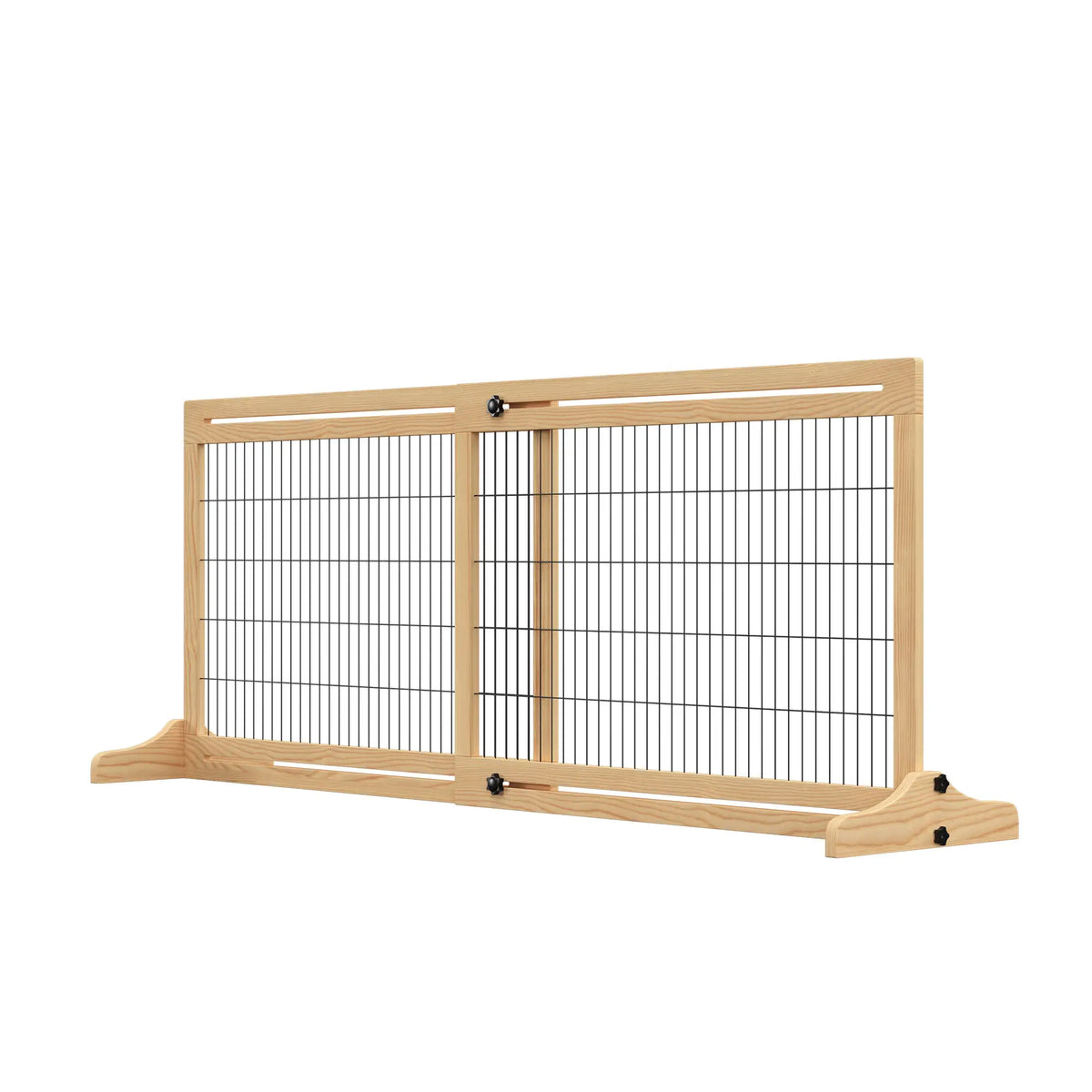 41"-72" Wooden Pet Gate, Freestanding with Support Feet, Natural Houses, Kennels & Pens Natural at Gallery Canada