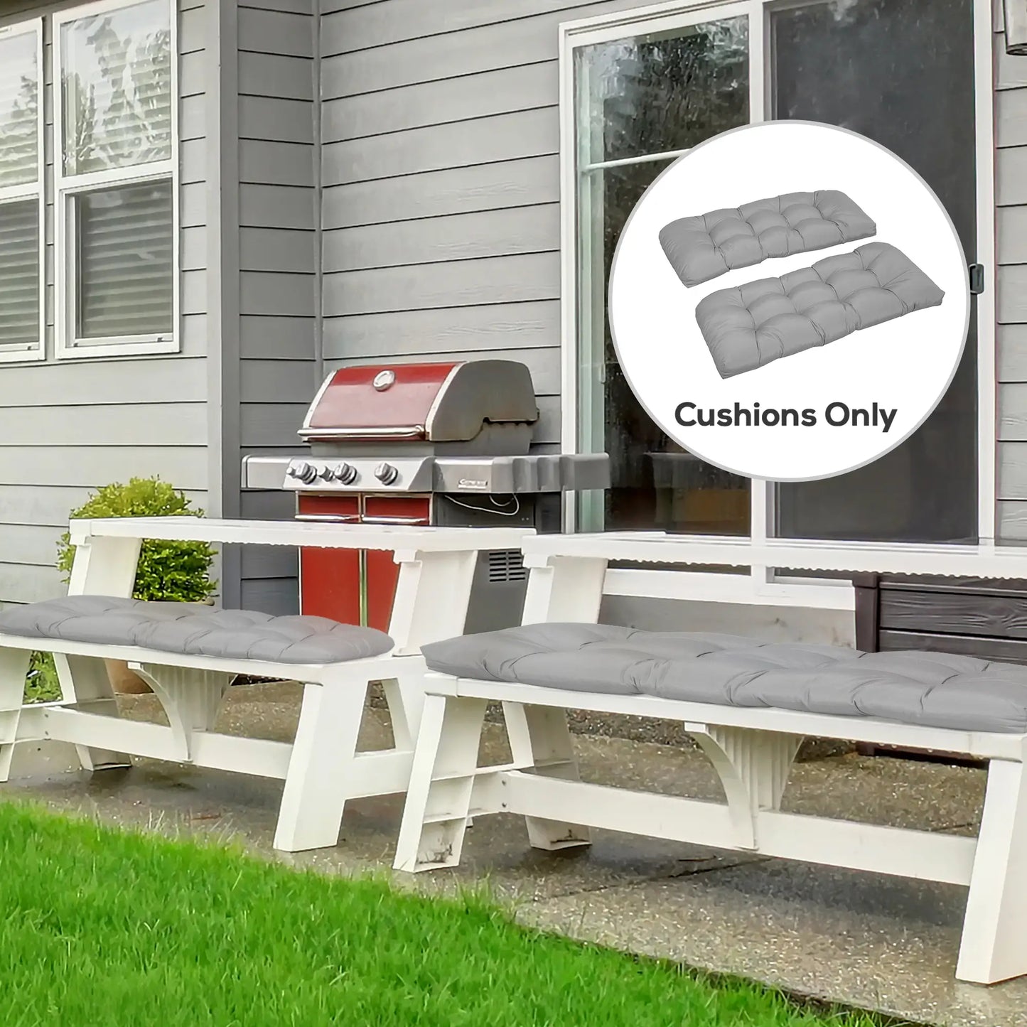 Patio Bench Replacement Cushions, 2 Seater, 43" x 19" x 3", Gray Patio Chair Cushions at Gallery Canada
