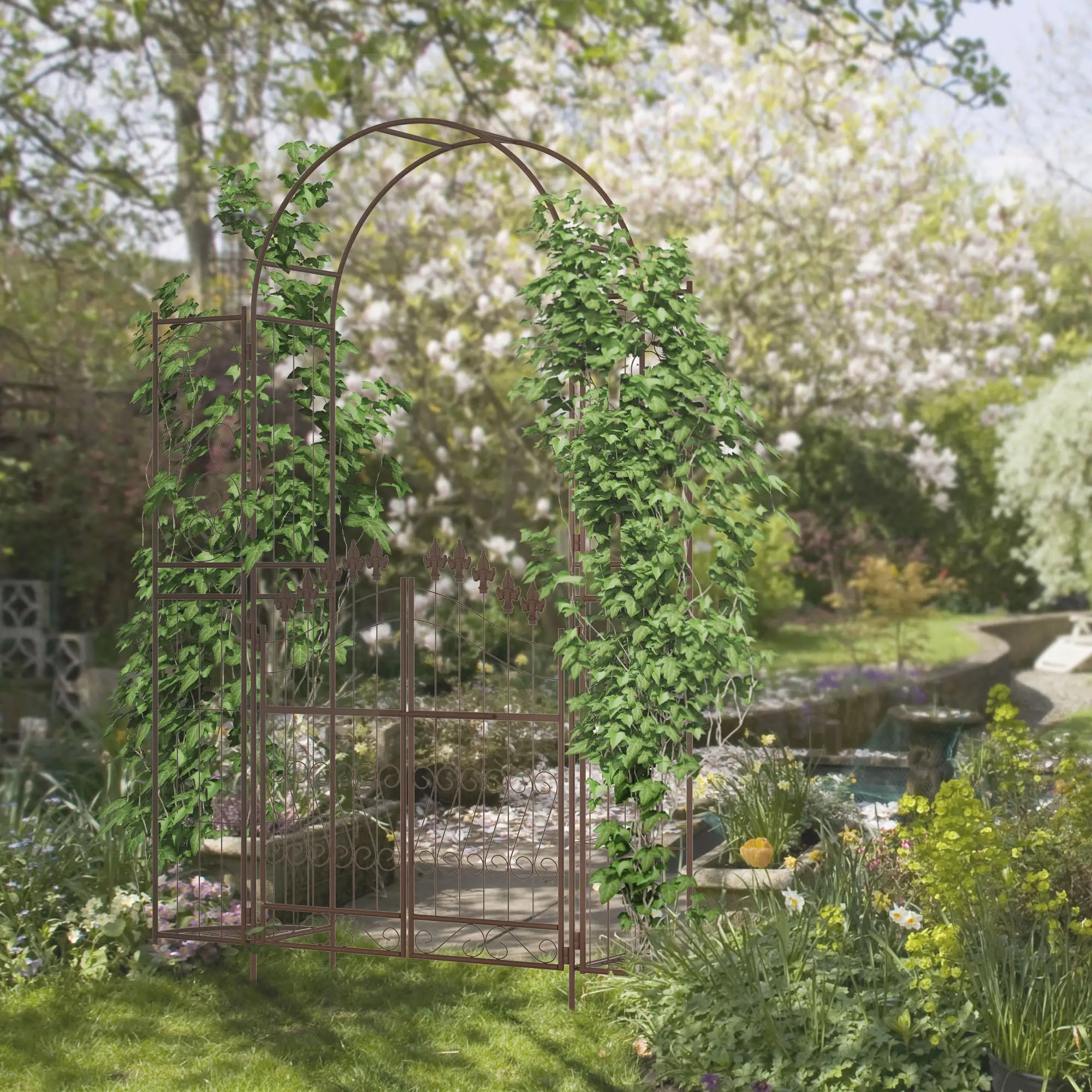 7ft Metal Garden Arch Trellis, Outdoor Arbor for Climbing Plants Garden Arches at Gallery Canada