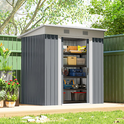 6' x 4' Metal Garden Shed, Lockable Sliding Doors, Vents, Grey Sheds at Gallery Canada
