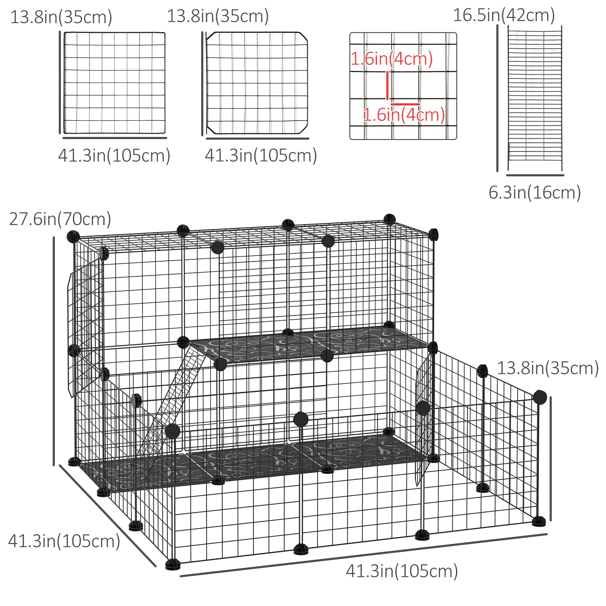 Small Animal Cage, Rabbit Guinea Pig Playpen, 31 Panels, 41.3