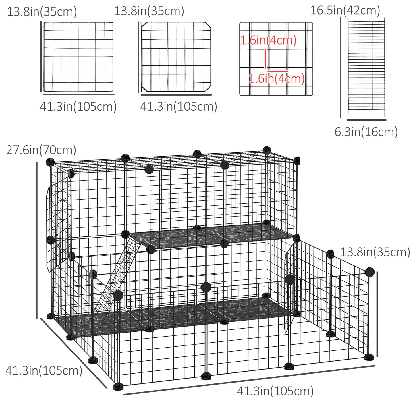 Small Animal Cage, Rabbit Guinea Pig Playpen, 31 Panels, 41.3" x 41.3" x 27.6" Houses & Habitats at Gallery Canada