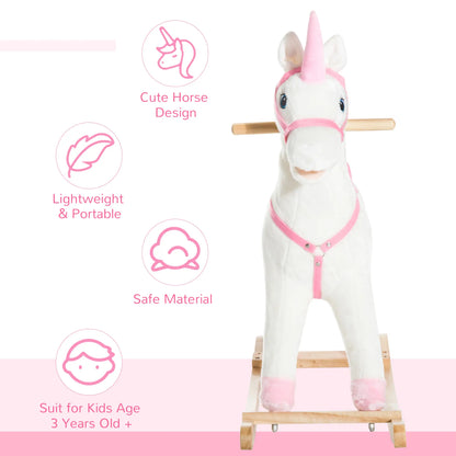 Kids Plush Rocking Horse Unicorn, Realistic Sounds, White & Pink Rocking Horses at Gallery Canada