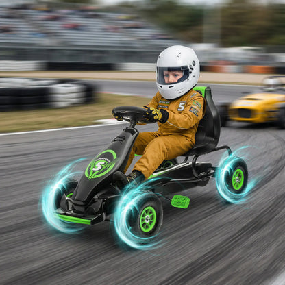 Adjustable Seat Pedal Go Kart, Rubber Wheels Shock Absorb, Green Pedal Go Karts for Kids at Gallery Canada