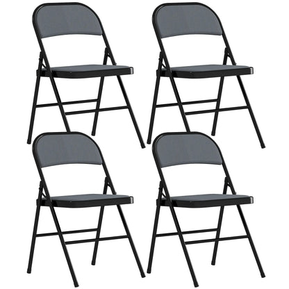 Set of 4 Metal Foldable Chairs, Corduroy Padded, Grey Dining Chairs Grey at Gallery Canada