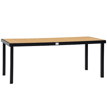 75" X 35" Outdoor Dining Table, Aluminum Frame, Faux Wood, Natural Patio Dinning Tables Natural Wood Colour, Black at Gallery Canada