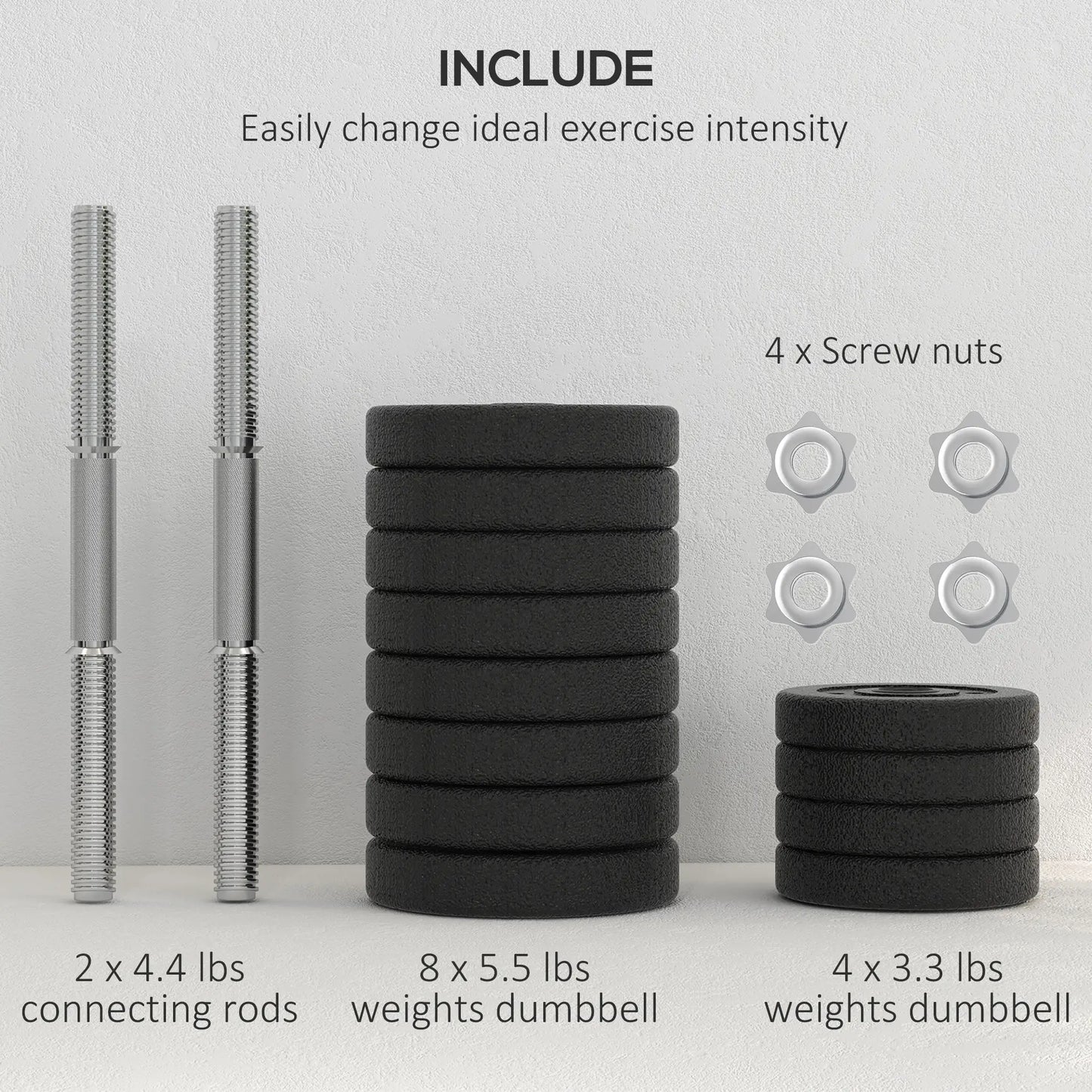 Adjustable Dumbbells Set, 66 lbs, for Home Gym Fitness, Black Dumbbells & Barbells at Gallery Canada