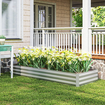 95" x 36" x 12" Galvanized Raised Garden Bed, Metal Planter Box for Flowers, Herbs, Succulents, Silver Galvanized Planter Boxes at Gallery Canada