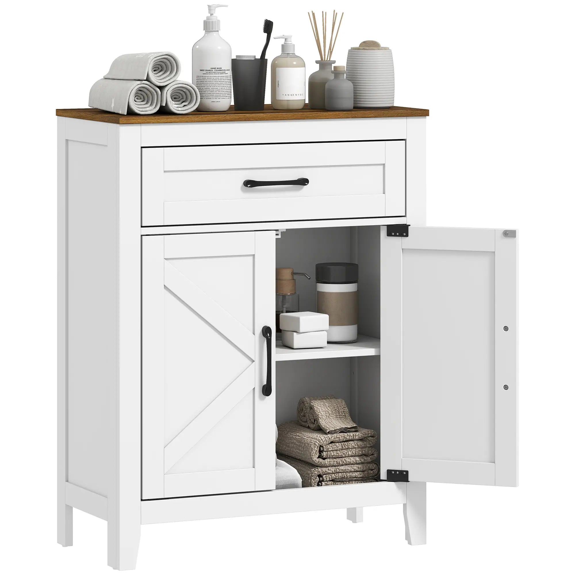 Farmhouse Bathroom Storage Cabinet with Barn Doors, White Freestanding Bathroom Cabinets at Gallery Canada