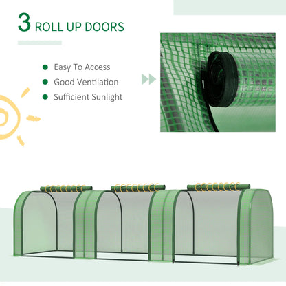 9.7' x 3.3' x 2.5' Mini Tunnel Greenhouse, PE Cover, Steel Frame, Zipped Doors, Dark Green Mini Greenhouses at Gallery Canada