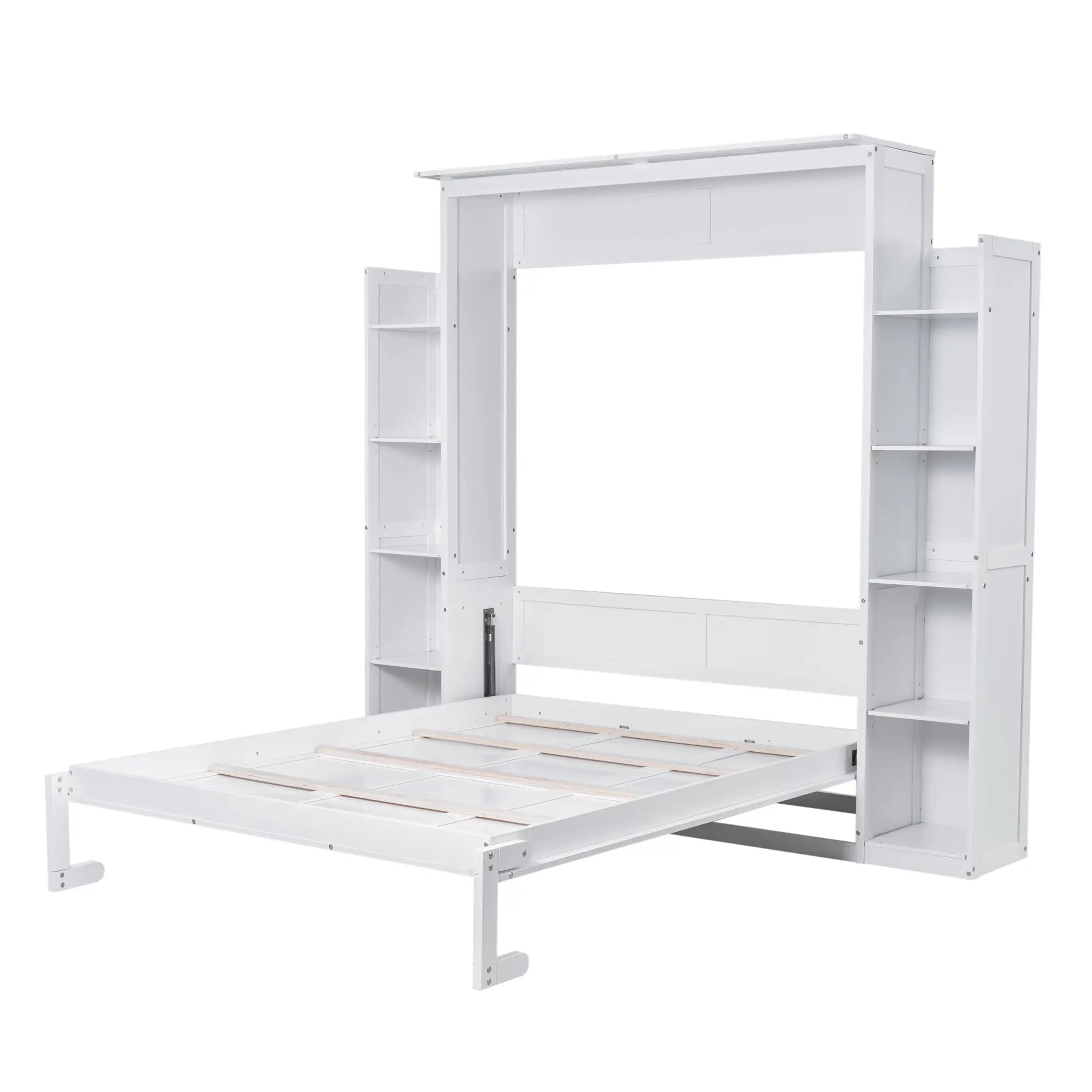 Murphy Bed with Shelves, LED Lights, 97.5