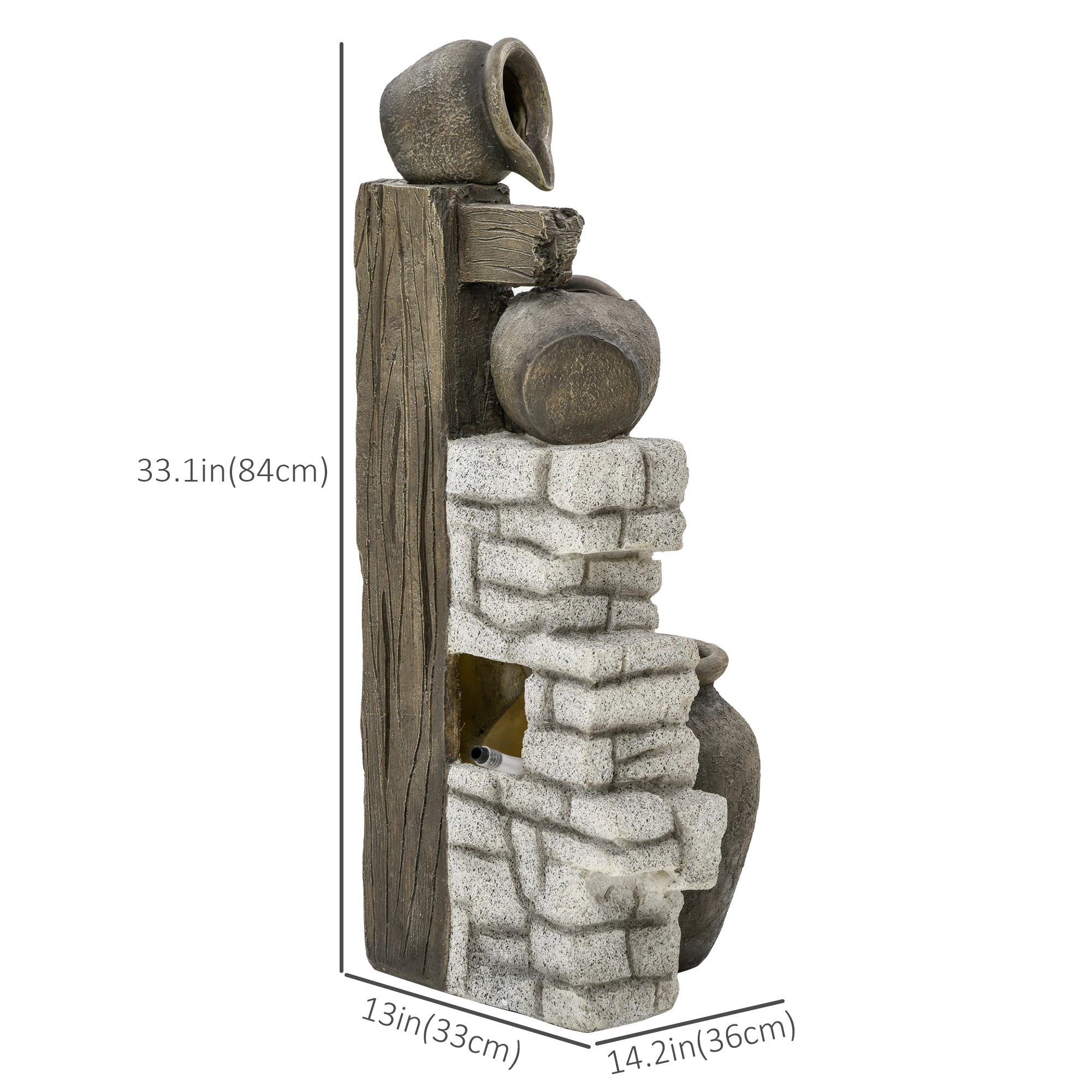 4-Tier Rustic Resin Outdoor Waterfall Fountain, Adjustable Flow Water Fountains at Gallery Canada