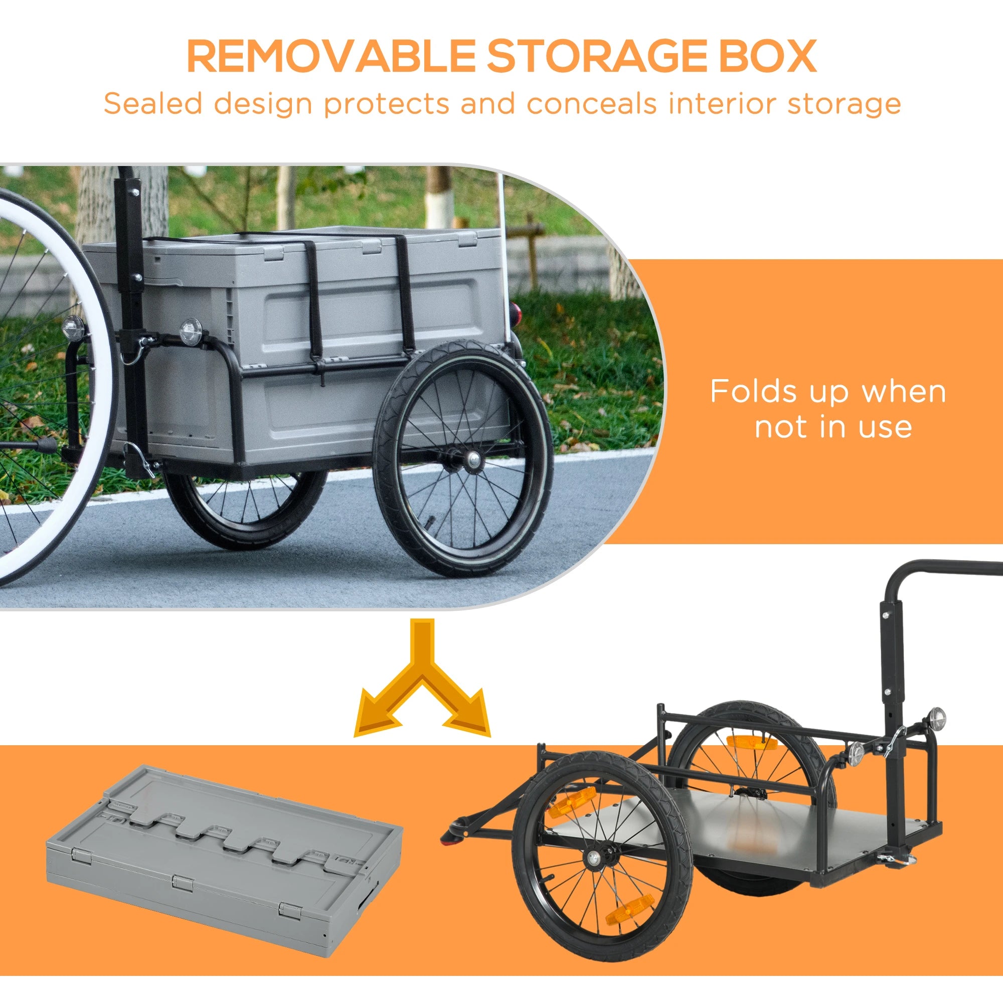 Steel Bike Trailer, Foldable Storage Box, Safe Reflectors, Max Load 88LBS Bike Cargo Trailers at Gallery Canada