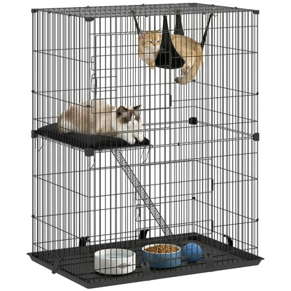 2-Tier Cat Cage Indoor, Detachable Metal Wire Kennel with Hammock, Platform, Tray and Cushion for 1-2 Kittens Cat Houses at Gallery Canada