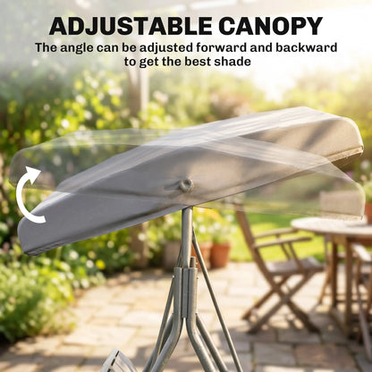 3-Seater Swing Chair, A-Frame Garden Hammock, Adjustable Canopy, Grey Patio Swings with Stand at Gallery Canada