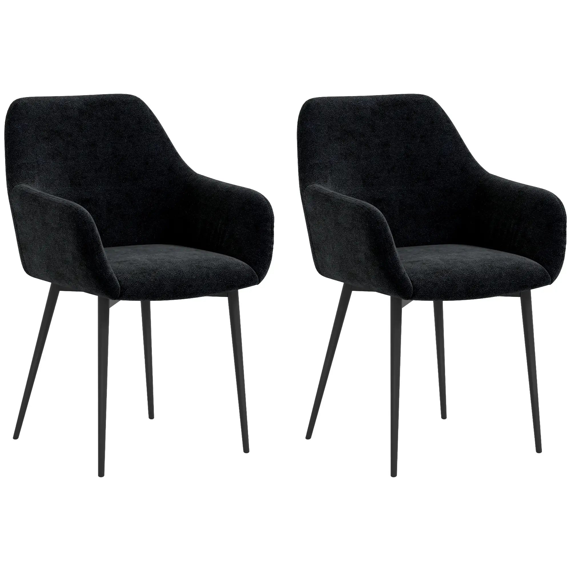 Velvet Fabric Dining Chairs Set Of 2, With Steel Legs, Black Dining Chairs at Gallery Canada