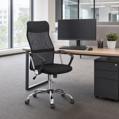 Ergonomic Mesh Office Chair, High Back, Adjustable Height, Black
