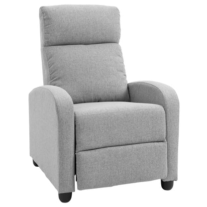 Fabric Recliner Manual Sofa Armchair, Light Grey Single Sofas at Gallery Canada