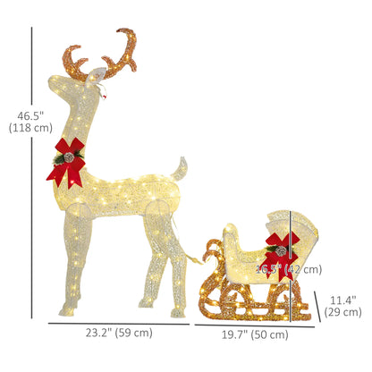 Lighted Deer Christmas Decor, 170 LED, Garden, White Christmas Deer Lights at Gallery Canada