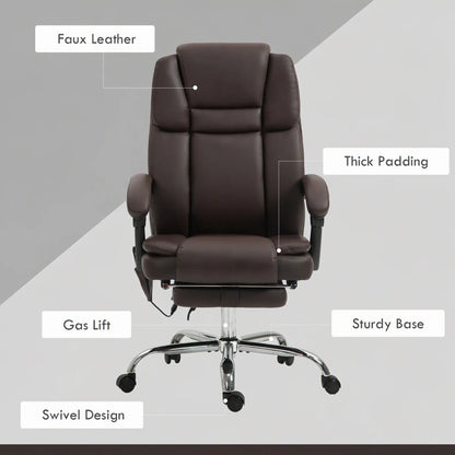 Massage Office Chair, Reclining Executive Chair, 6-Point Vibration, Footrest, Dark Brown Massage Chairs at Gallery Canada
