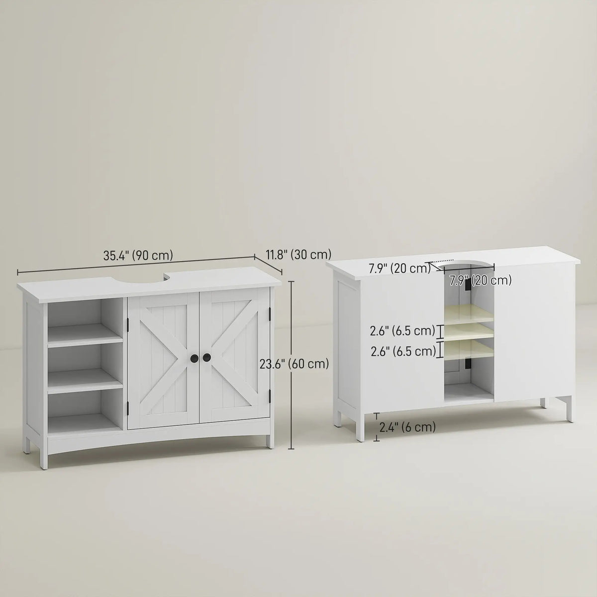 Bathroom Vanity Cabinet, Under Sink Storage, Double Doors, White Sink Cabinets at Gallery Canada
