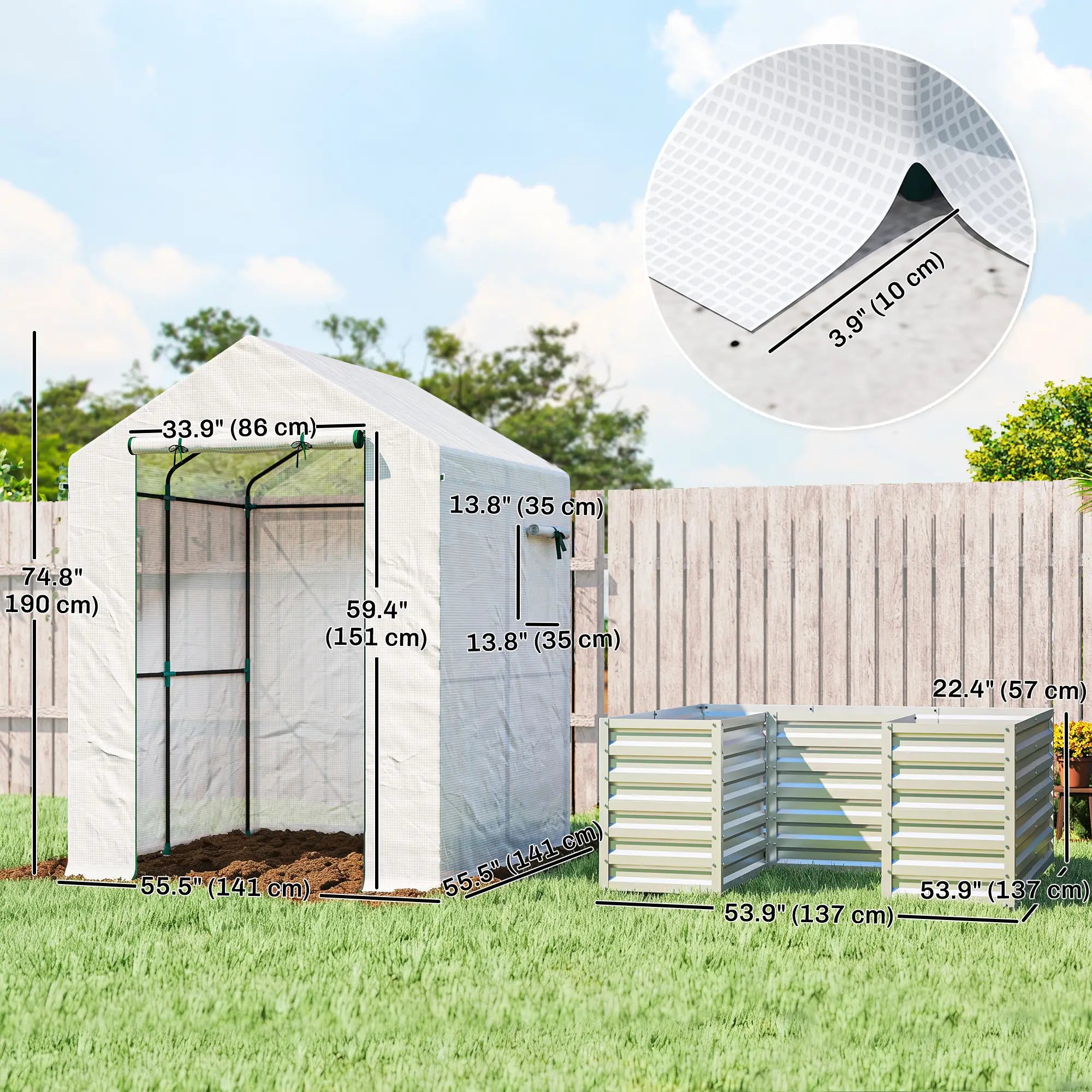 Galvanized Metal Greenhouse, Raised Garden Bed, 56