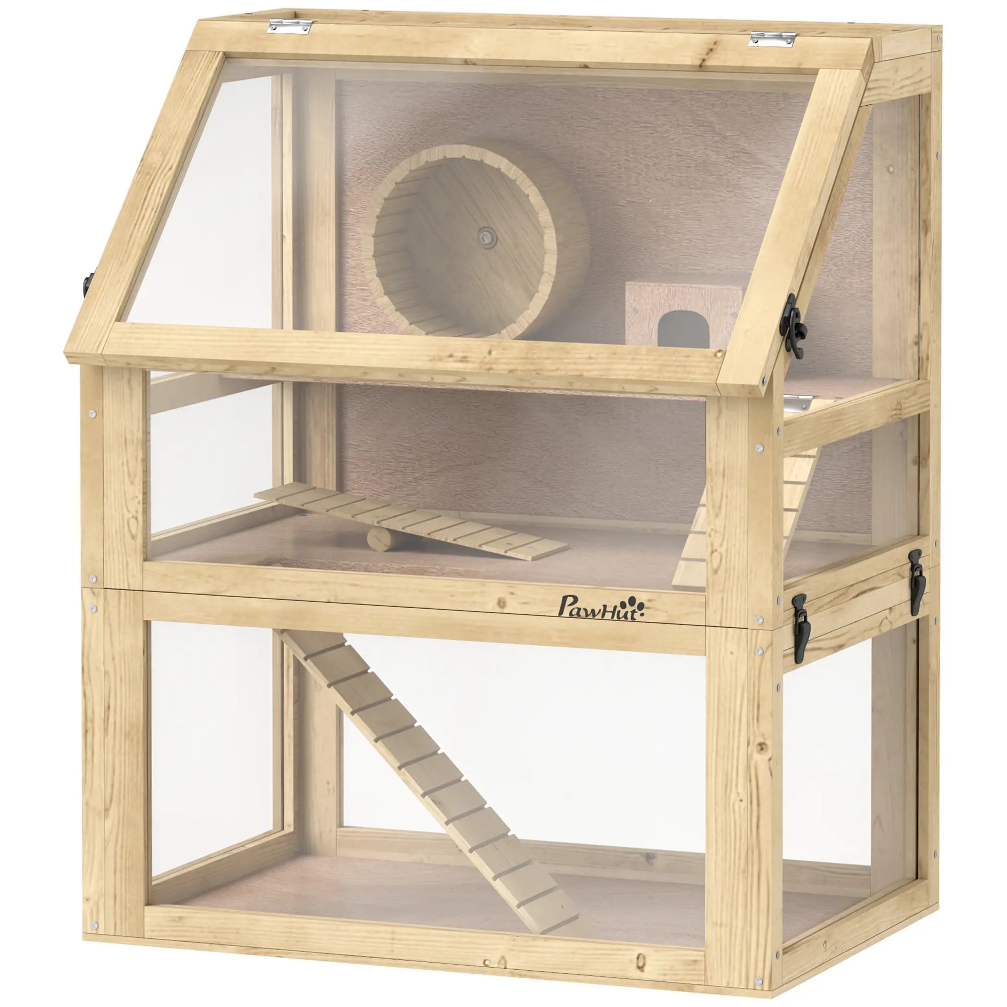 Wooden Hamster Cage, 3 Tier Gerbil Cage, 24