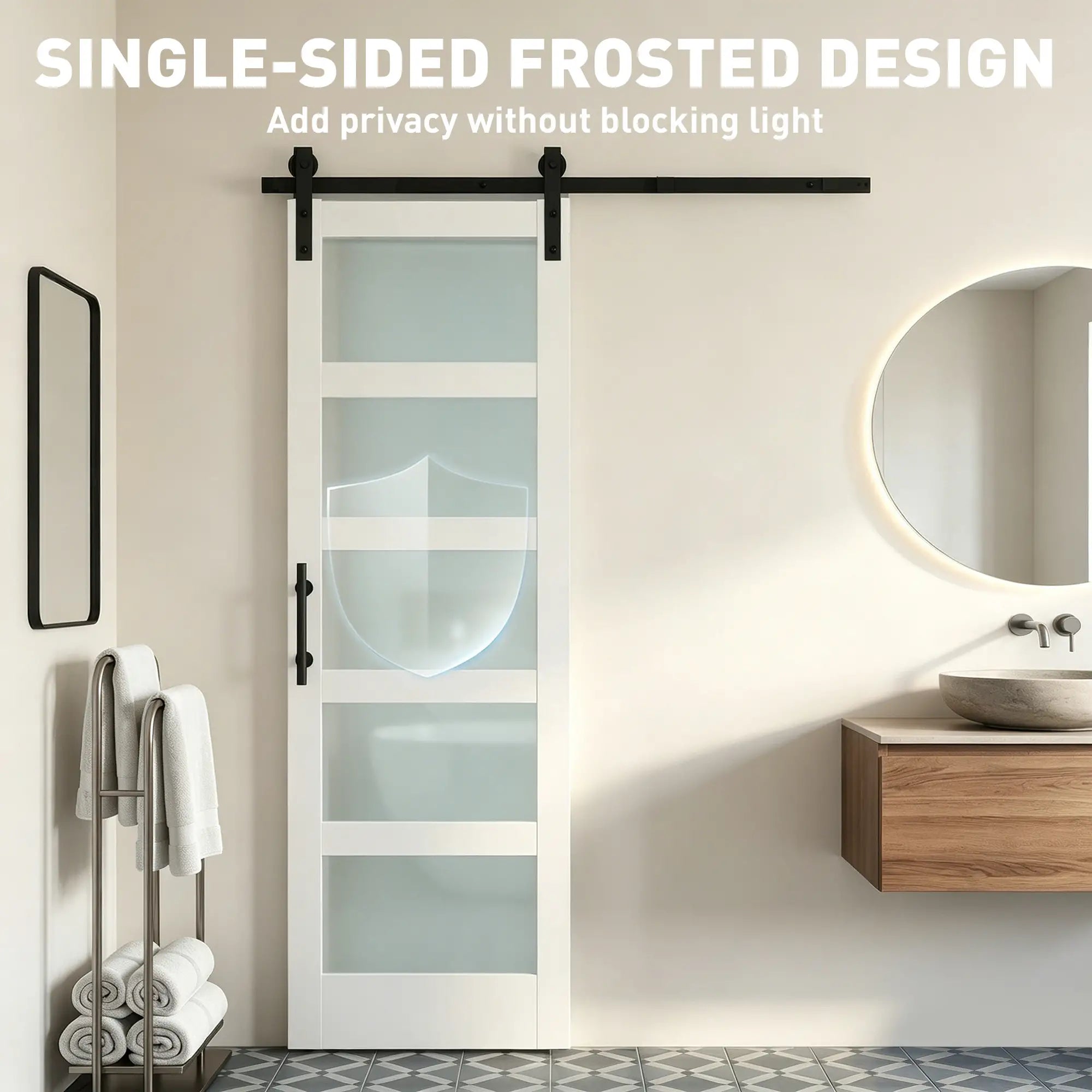 Sliding Barn Door 28x84 In With Hardware Kit, PVC, White Door Hardware at Gallery Canada