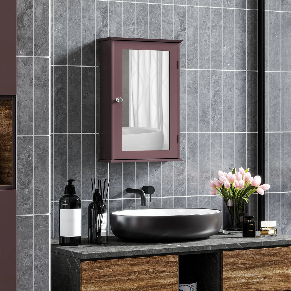 Bathroom Mirror Cabinet, Wall Mounted Medicine Cabinet, Dark Brown Mirror Medicine Cabinets at Gallery Canada