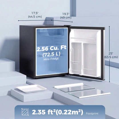 2.6 Cu Ft Mini Fridge, Single Door Compact Refrigerator, Silver Small Kitchen Appliances at Gallery Canada