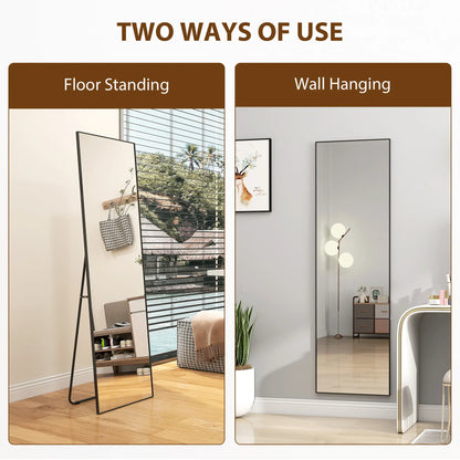 64"x20" Full Length Mirror, Tempered Glass, with Stand, Black Full Length Mirrors at Gallery Canada