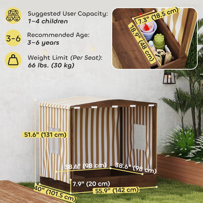 Kids Sandbox with Canopy, Bench Seats, 56" x 40" x 52", Brown Sandboxes & Accessories at Gallery Canada