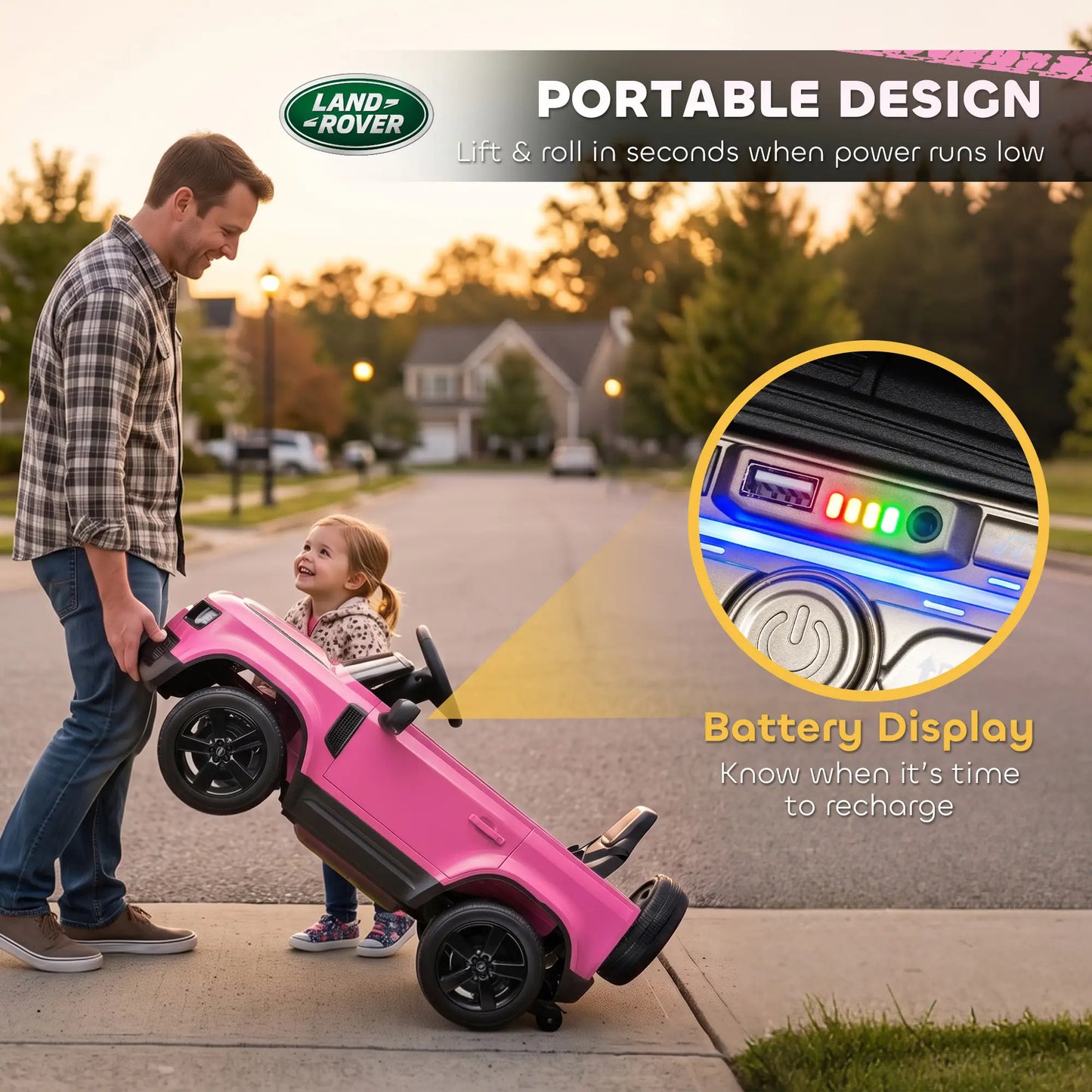 12V Licensed Land Rover Ride On Car, Pink Electric Toy Cars at Gallery Canada