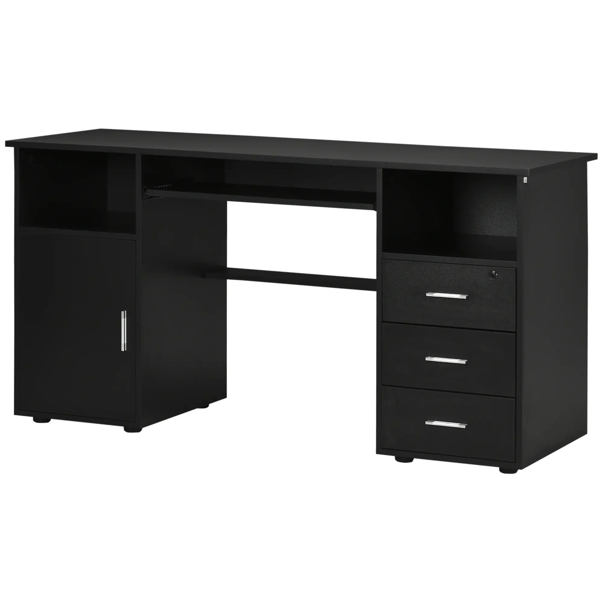57 Computer Desk With Drawers, Keyboard Tray, Open Shelves, Black Computer Desks at Gallery Canada