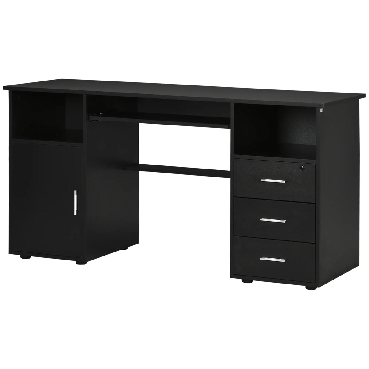 57 Computer Desk With Drawers, Keyboard Tray, Open Shelves, Black Computer Desks at Gallery Canada