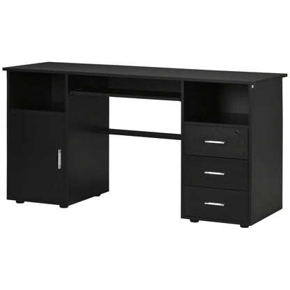 57 Computer Desk With Drawers, Keyboard Tray, Open Shelves, Black Computer Desks at Gallery Canada