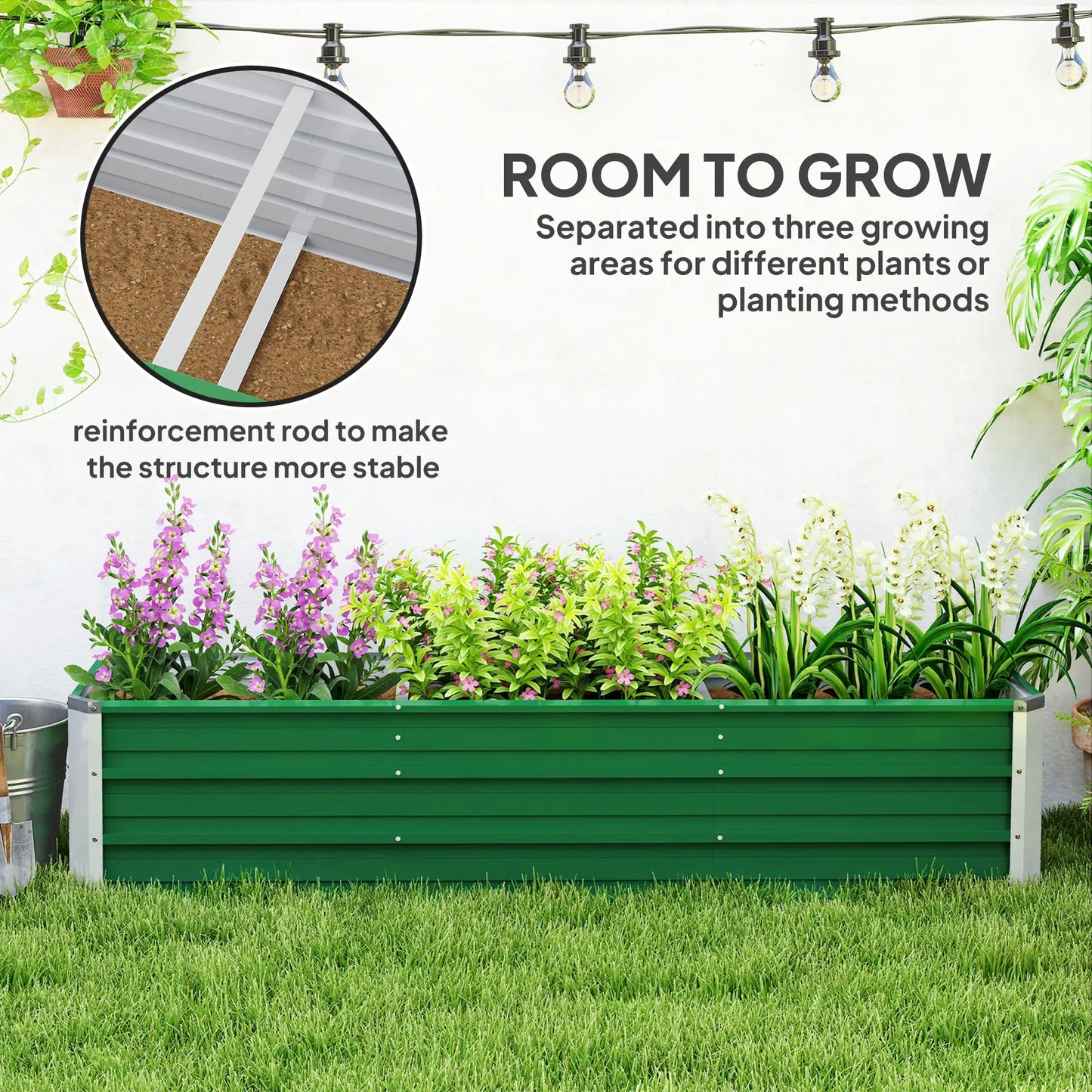 6' x 1.5' x 1.3' Galvanized Raised Garden Bed, Large Metal Planter Box, Green Galvanized Planter Boxes at Gallery Canada