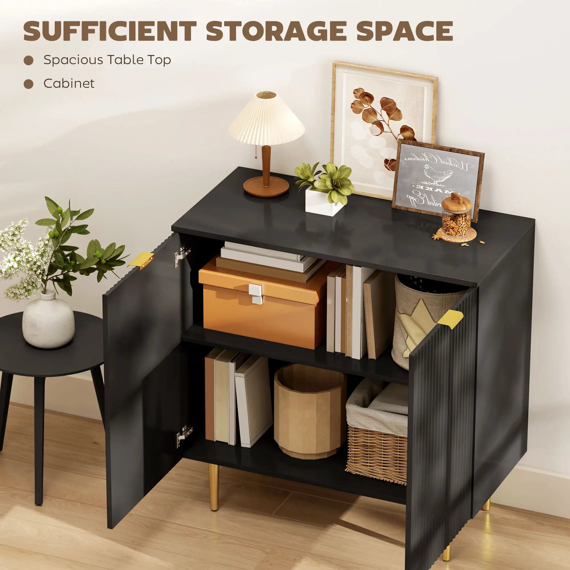 Modern Kitchen Storage Cabinet, Adjustable Shelves, Metal Legs, Black Bar Cabinets at Gallery Canada