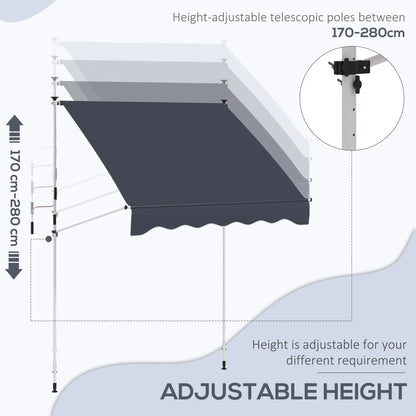 6.6'X5' Retractable Patio Awning, Water Resistant UV Protector, Black