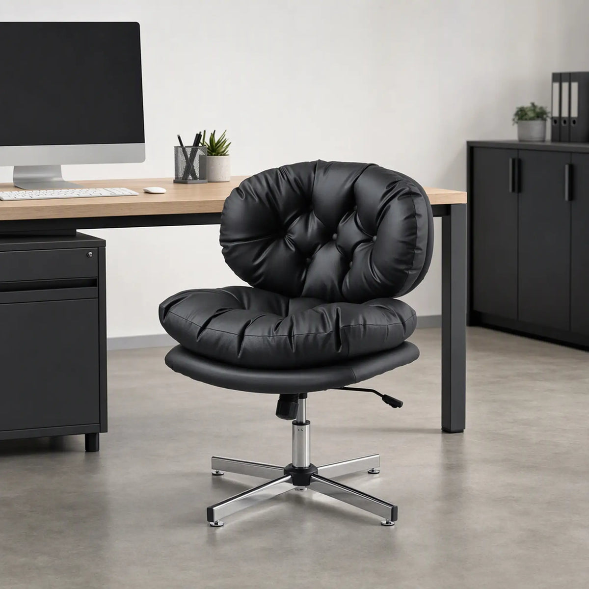 Armless Office Chair, Wide Padded Seat, Adjustable Height, Black Task Chairs at Gallery Canada