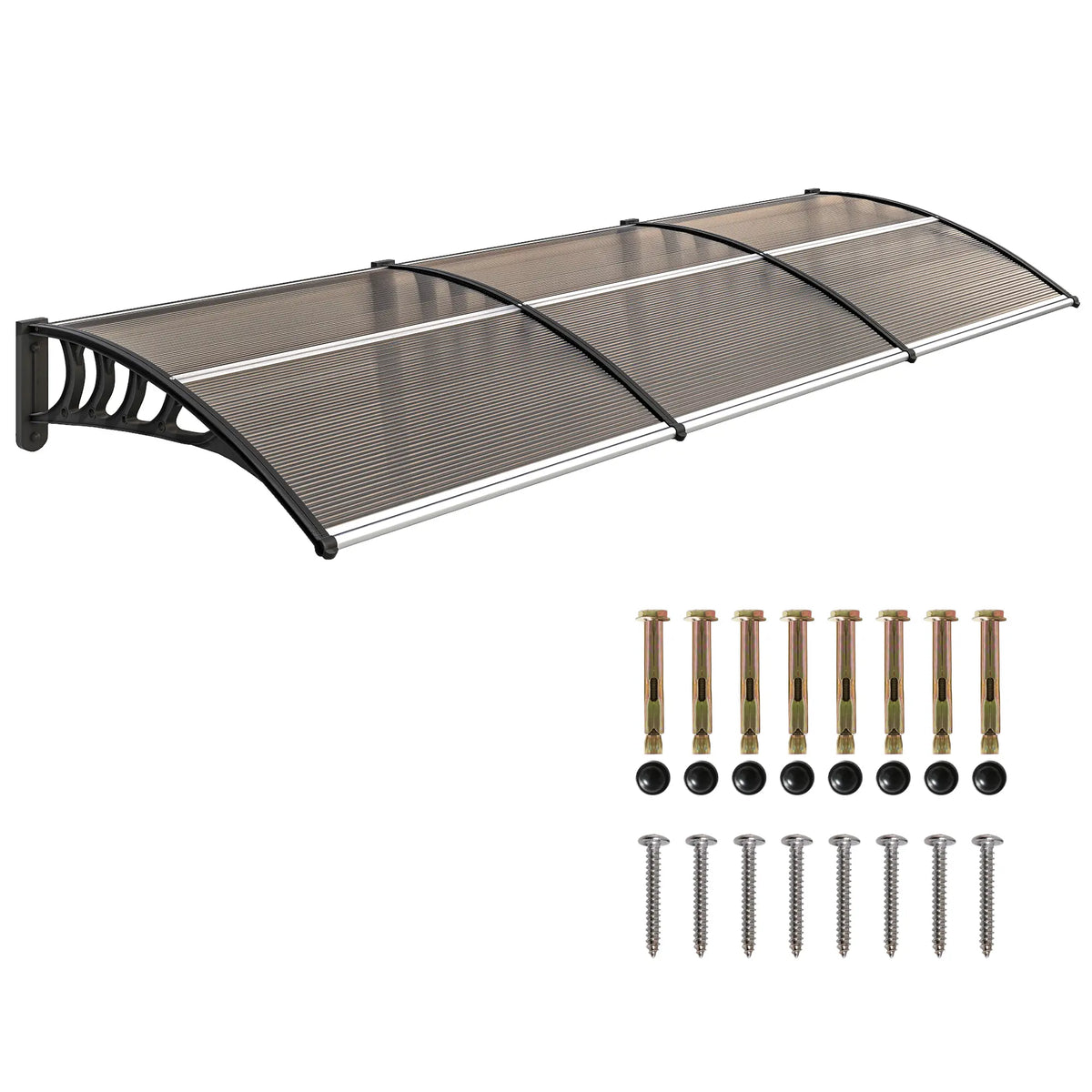 Awning Door Canopy, 119.3" x 37.8", Polycarbonate, UV Protection, Brown Door Awnings Black, Brown at Gallery Canada