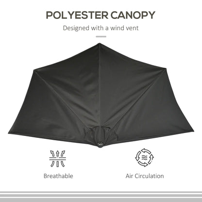 9ft Half Round Outdoor Umbrella, Patio Sun Shade, 5 Ribs, Black Sun Umbrellas at Gallery Canada