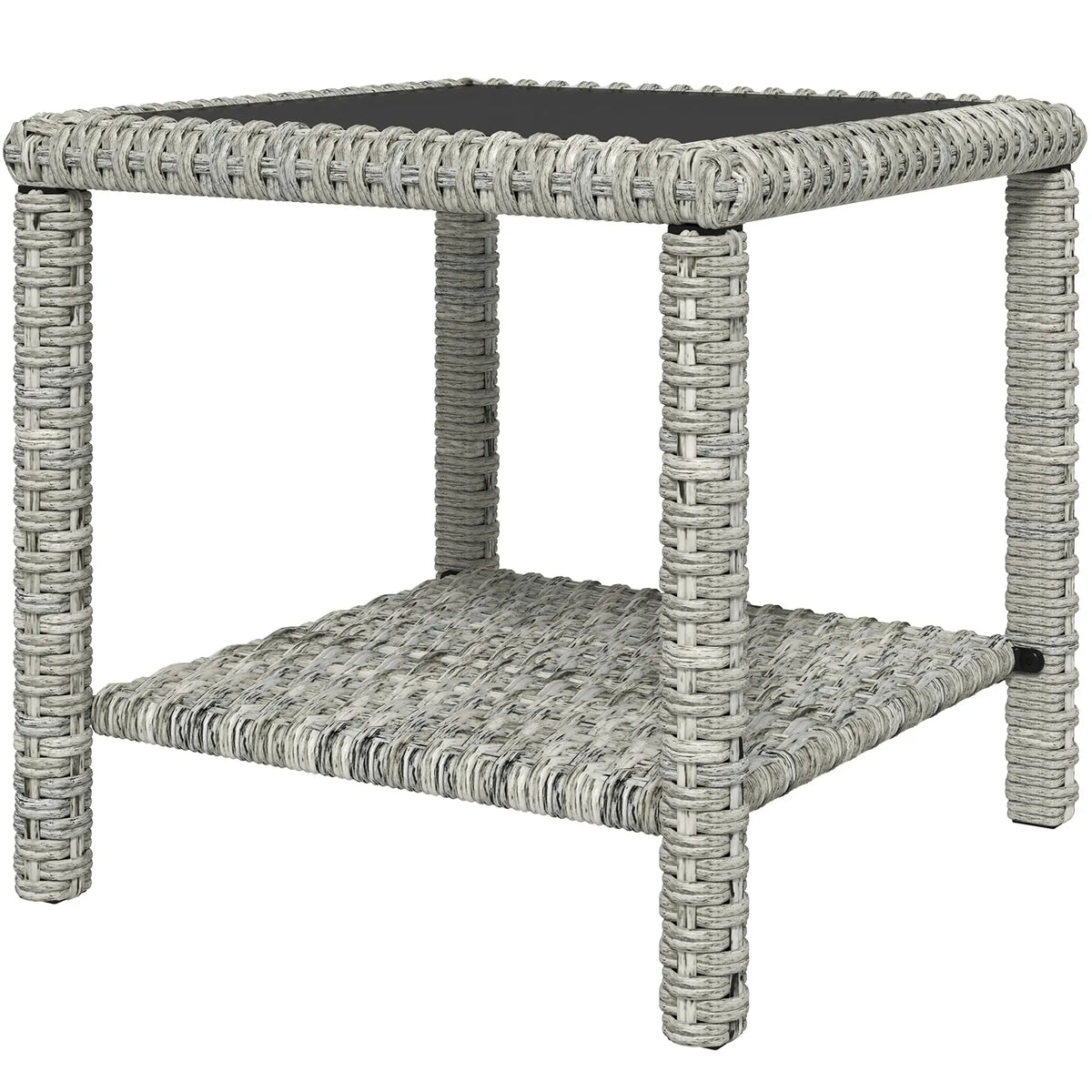 19 Outdoor Wicker Coffee Table, Glass Top, Storage Shelf, Dark Grey Patio Dinning Tables Dark Grey at Gallery Canada