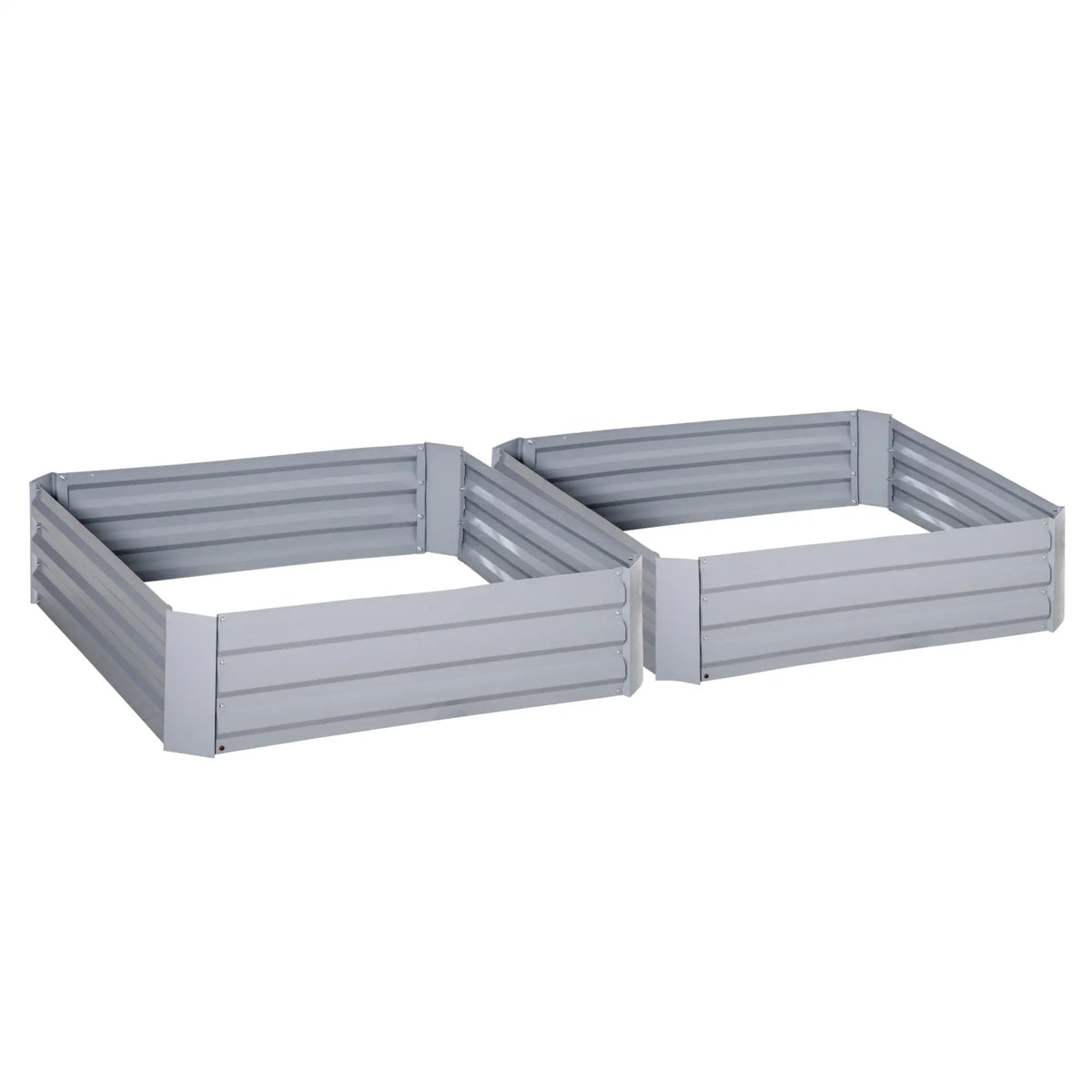 39" x 39" x 12" Raised Garden Bed Set, Elevated Planter Box, Galvanized Steel Frame, Grey Galvanized Planter Boxes at Gallery Canada