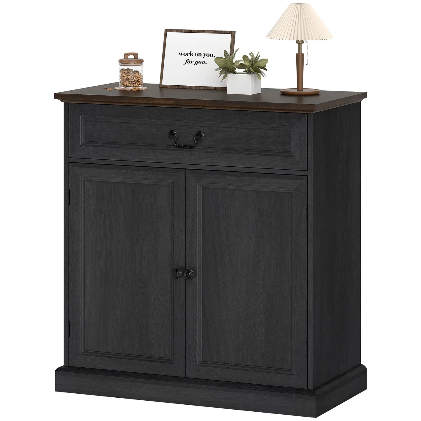32" Buffet Cabinet, Black Wood Grain, Farmhouse Sideboard, Black Bar Cabinets Black Wood Grain, Brown Wood Grain at Gallery Canada