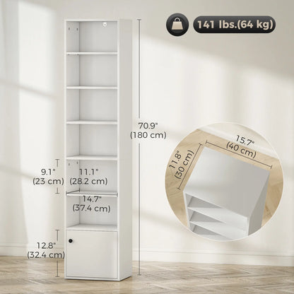 7-Tier Bookcase, Display Shelf with Cabinet, White Display Bookshelves at Gallery Canada