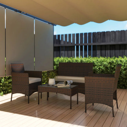 Wicker Outdoor Balcony Furniture Set, 4 Pieces, Rattan Patio, Beige Patio Furniture Sets at Gallery Canada