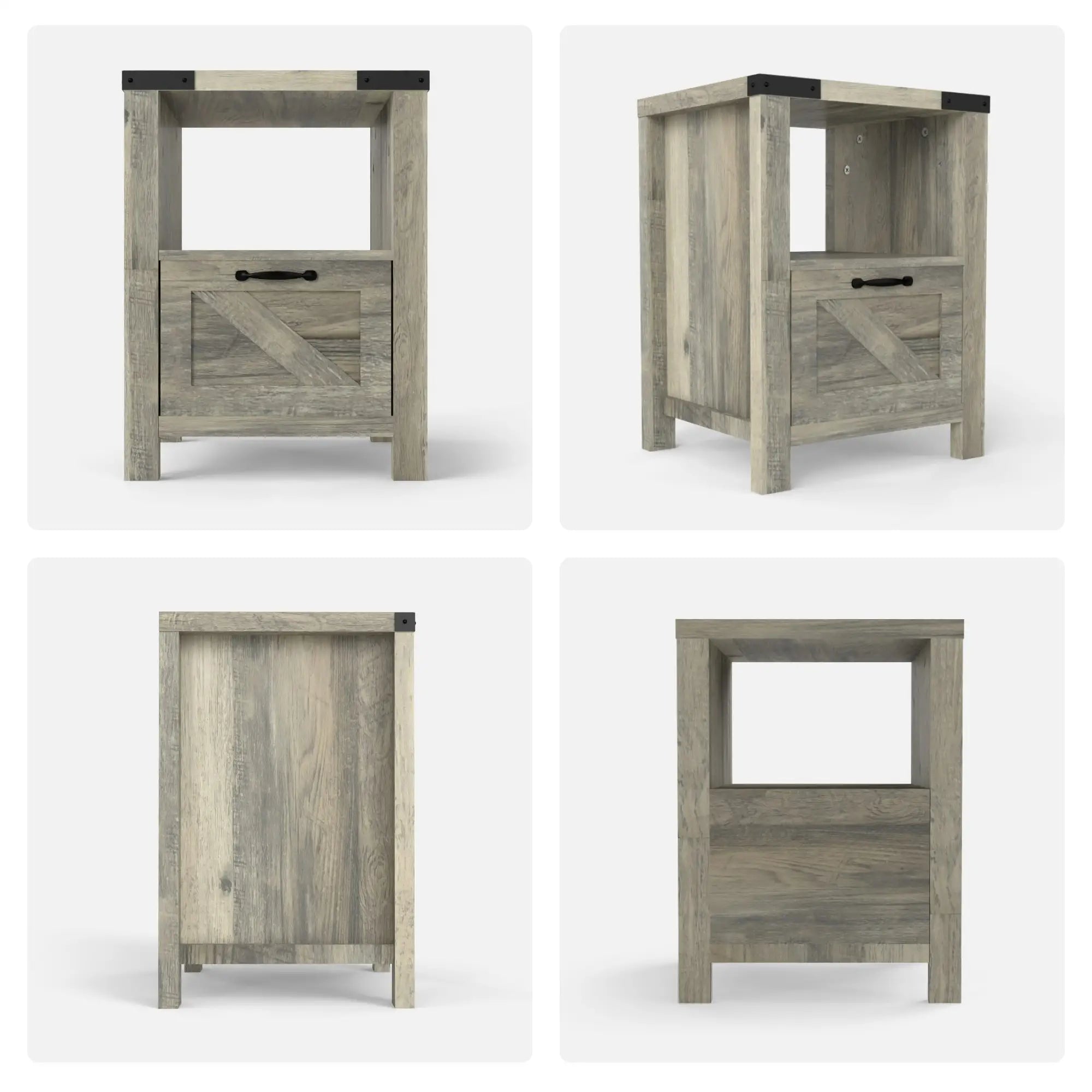 Farmhouse Side Table With Storage, Nightstand, Grey Side Tables at Gallery Canada